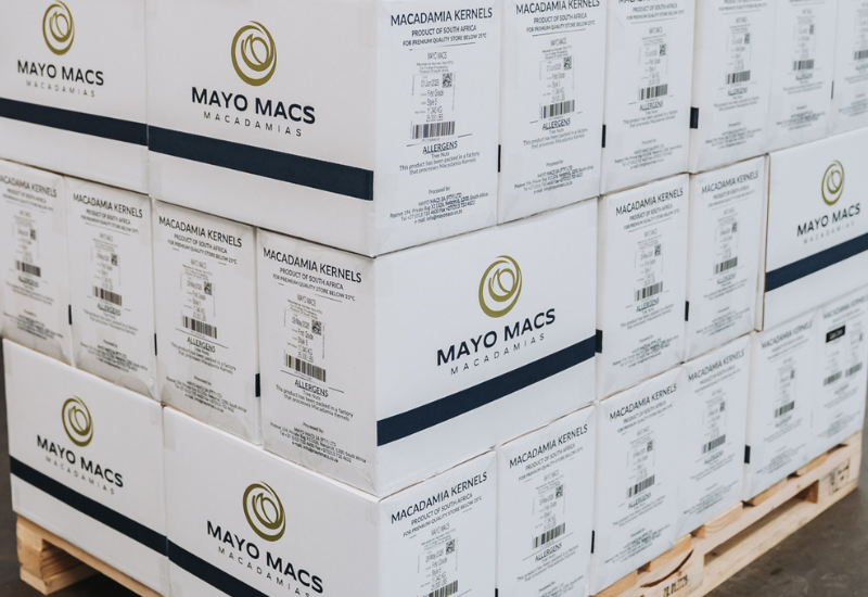 Branded Mayo Macs macadamia kernels packed for export-ready quality and consistent value.